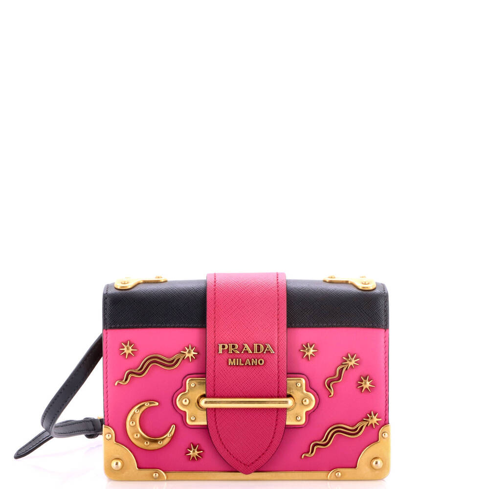 Prada Small Cahier Crossbody Bag Embellished Leather